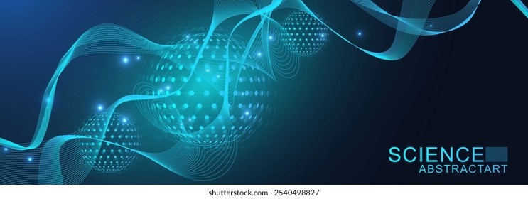 AI technology abstract background. AI generative art creative banner concept in the digital style. High tech poster with place for text. Futuristic design element.