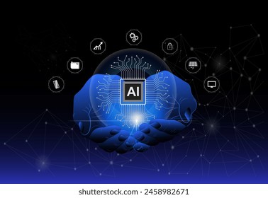 Ai technology, artificial intelligence by enter command prompt for generates something, Futuristic technology transformation.