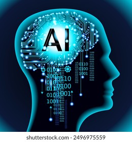 Ai technology, Artificial Intelligence. Containing machine learning, data science, AI, virtual assistant, generative AI, technology. Vector illustration.