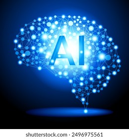 Ai technology, Artificial Intelligence. Containing machine learning, data science, AI, virtual assistant, generative AI, technology. Vector illustration.