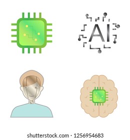 ai technology, artificial intelligence element, icon, object, sign, symbol, vector illustration