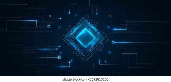 AI technology background, AI processing chip futuristic digital wallpaper for for technology articles or presentation business