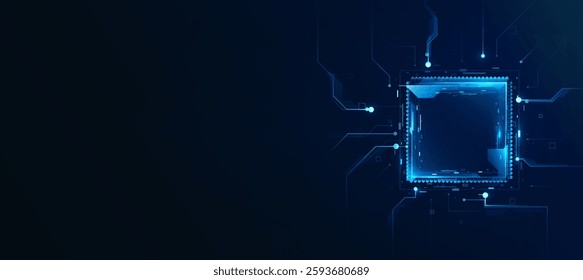 AI technology background, AI processing chip futuristic digital wallpaper for business or presentations and tech event poster EPS 10