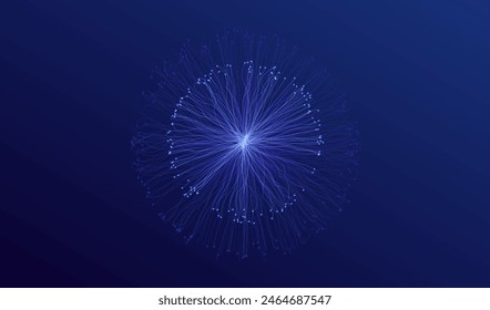 Ai technology banner blue background with neural network lines tech light effect. Stream internet connection futuristic style. Artificial Intelligence big data illustration vector.