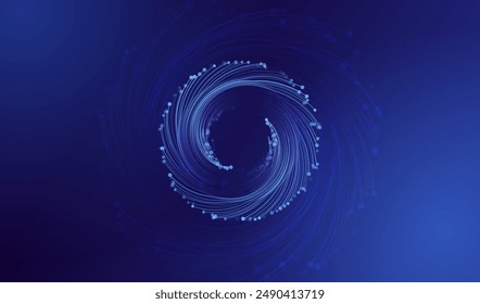 Ai technology banner blue background with neural network lines tech light effect. Stream internet connection futuristic style. Artificial Intelligence big data illustration vector.