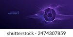 Ai technology banner blue purple background with digital particles dots light effect. Stream technology internet network in futuristic style. Artificial Intelligence big data illustration vector.	