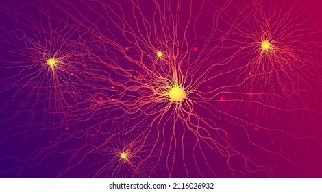 KI-Technologie. Big Data. Neuronen verbinden. Futuristische künstliche Intelligenz, Hintergrund. Großes wissenschaftliches medizinisches Konzept.