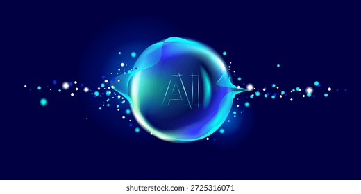 AI-Technologie. Big Data, Datentransfer, Datenfluss, Großsprachmodell, generative Unterstützung