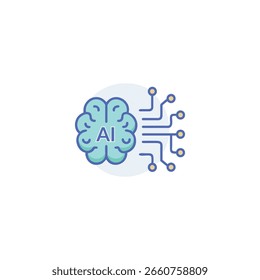 AI Technology: Brain and Circuitry Illustration A simple, colorful illustration of a stylized brain connected to a circuit board.