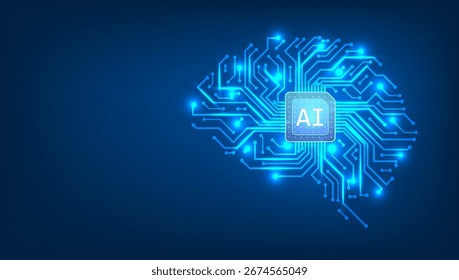 AI Technology Brain Concept Circuit Board Background. EPS10 Vector