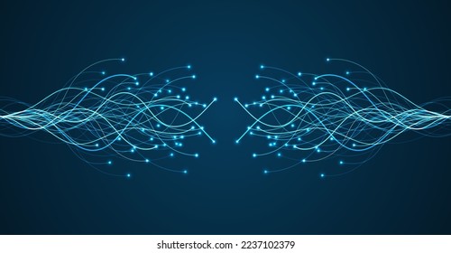 Ai technology. Concept of artificial intelligence. Blue and dots lines. Digital, communication, science, networks