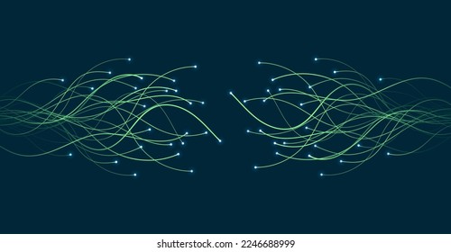 Ai-Technologie. Konzept der künstlichen Intelligenz. Grüne und Punktlinien. Digital, Kommunikation, Wissenschaft, Netzwerke