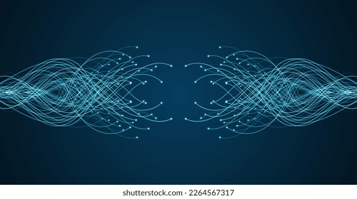 Ai technology. Concept of artificial intelligence. Blue and dots lines. Digital, communication, science, networks