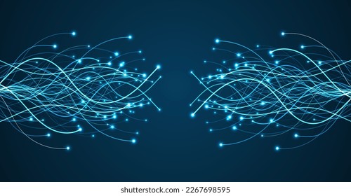 Ai technology. Concept of artificial intelligence. Blue and dots lines. Digital, communication, science, networks