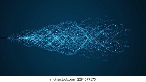 Ai technology. Concept of artificial intelligence. Blue and dots lines. Digital, communication, science, networks