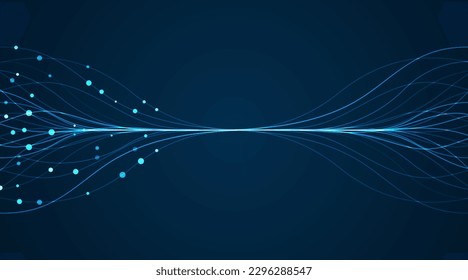 Ai technology. Concept of artificial intelligence. Blue and dots lines. Digital, communication, science, networks