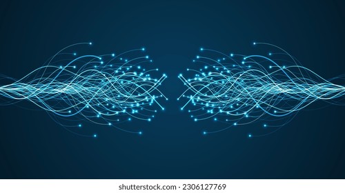 Ai technology. Concept of artificial intelligence. Blue and dots lines. Digital, communication, science, networks