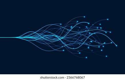Ai technology. Concept of artificial intelligence. Blue and dots lines. Digital, communication, science, networks