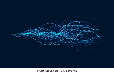 Ai technology. Concept of artificial intelligence. Blue and dots lines. Digital, communication, science, networks