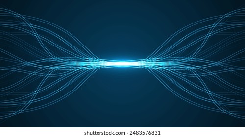 Ai technology. Concept of artificial intelligence. Blue and dots lines. Digital, communication, science, networks