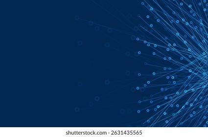 Ai technology. Concept of artificial intelligence. Blue and dots lines. Digital, communication, science, networks