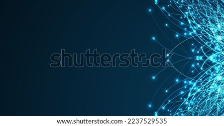 Ai technology. Concept of artificial intelligence. Blue and dots lines. Digital, communication, science, networks