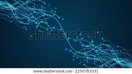 Ai technology. Concept of artificial intelligence. Blue and dots lines. Digital, communication, science, networks