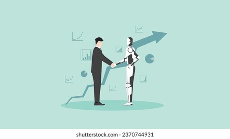 AI technology concept of business assistant, consultant, and support. The advantages of Artificial Intelligence user is growth a graph, marketing opportunity, and financial profit. vector flat style.