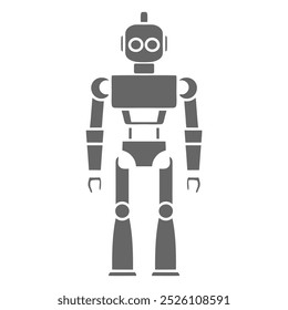 AI technology concept with cute robot character. Artificial intelligence in science and business, smart machine concept. Cartoon illustration with futuristic bot. Electronic robotic humanoid machine