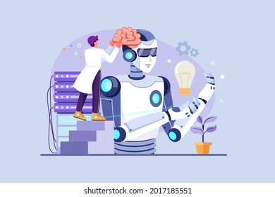 AI Technology Development Illustration concept. Flat illustration isolated on white background.