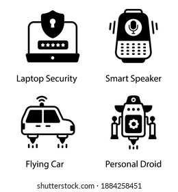 
AI and Technology Devices Solid Icons Set 