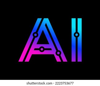 Ai Technology Digital Artificial Intelligence Future Circuit Electronic Colorful Vector Logo Design