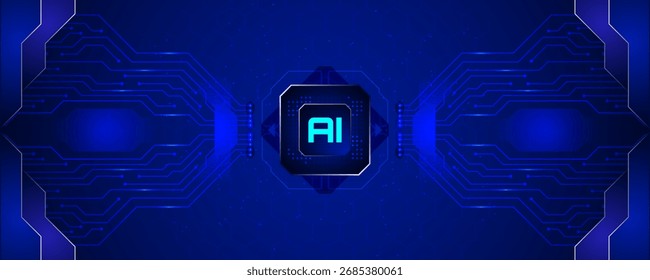 Interface digital de tecnologia de IA: uma tela tecnológica futurista exibe a tecnologia de IA. O design gráfico evoca a essência da inovação. 