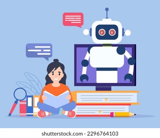 AI technology AI technology education concept of robot teacher teaching students future education innovation