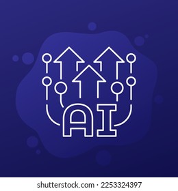 AI technology evolution line icon for web