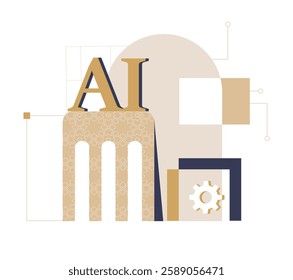 AI Technology In Flat Vector Illustration Symbolizing Artificial Intelligence, Automation, And Digital Transformation, Isolated On White Background