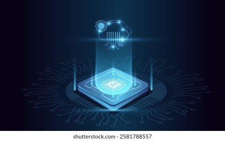 The AI technology futuristic circuit brain digital vector. Abstract digital futuristic design. AI, artificial intelligence. AI brain technology futuristic vector illustration
