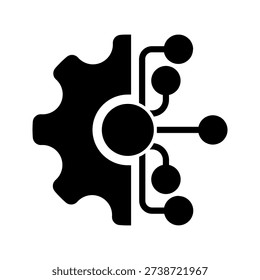 AI Technology Gear Icon Vector, Automation System Network Symbol