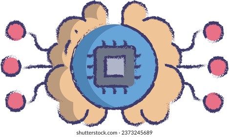 AI technology hand drawn vector illustration