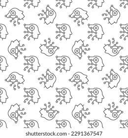AI Technology Head vector concept colored seamless pattern