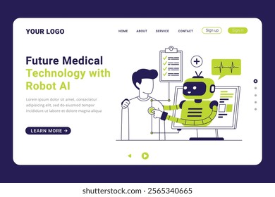 AI technology in Healthcare. AI-Analyzed Patient Health Monitoring landing page template