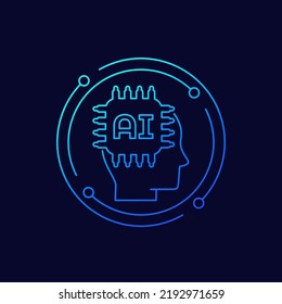 AI technology icon, Artificial Intelligence linear design