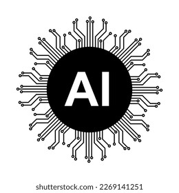 AI Technology Icon Artificial Intelligence and Machine Learning Concepts.Futuristic AI Symbol.  Artificial Intelligence and Robotics icon.Vector