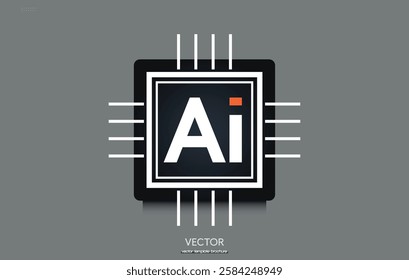 AI technology icon logo vector. Artificial intelligence and Machine learning technology concept. Vector illustration