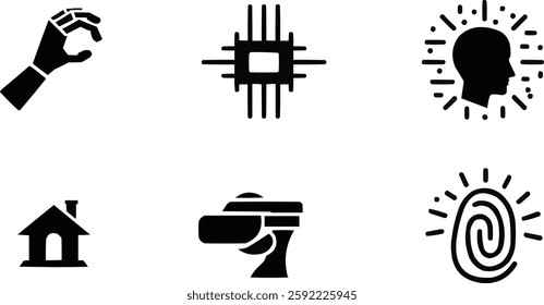 AI and Technology Icon Set  Futuristic Digital Innovation and Automation