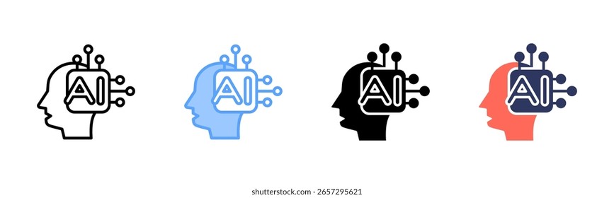 Ai Tecnologia ícone folha múltipla coleção de estilos