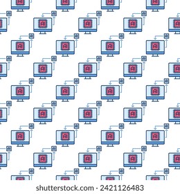 Tecnología de IA en el concepto de vector de pantalla de ordenador colorido patrón sin fisuras