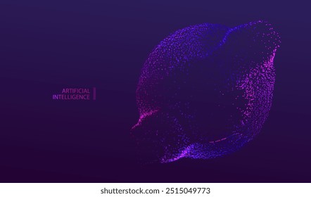 A.I. Technologie deeltjes banner. Dots explosion ai big data neon ronde achtergrond. Kunstmatige Intelligentie futuristische cirkels verbinden design.