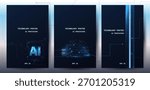 AI Technology Poster Set, Deep Learning Concept with Processing Data AI. Blue Circuit CPU background