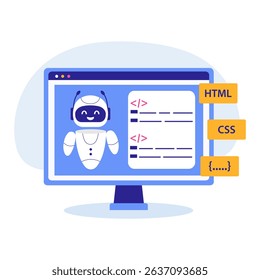AI technology in programming. Illustration with AI chat bot using for programming. Programming with Artificial intelligence.